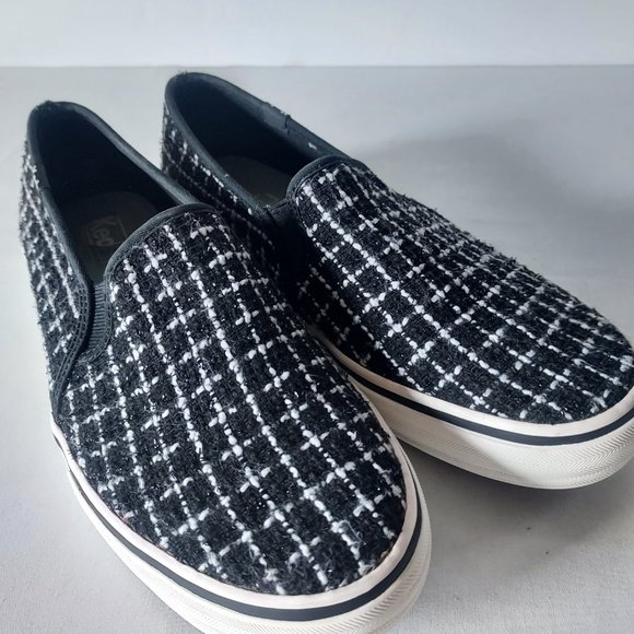 Keds Double Decker Tweed Slip-On Fashion Sneaker Metallic Black Women US8.5 - Picture 5 of 13